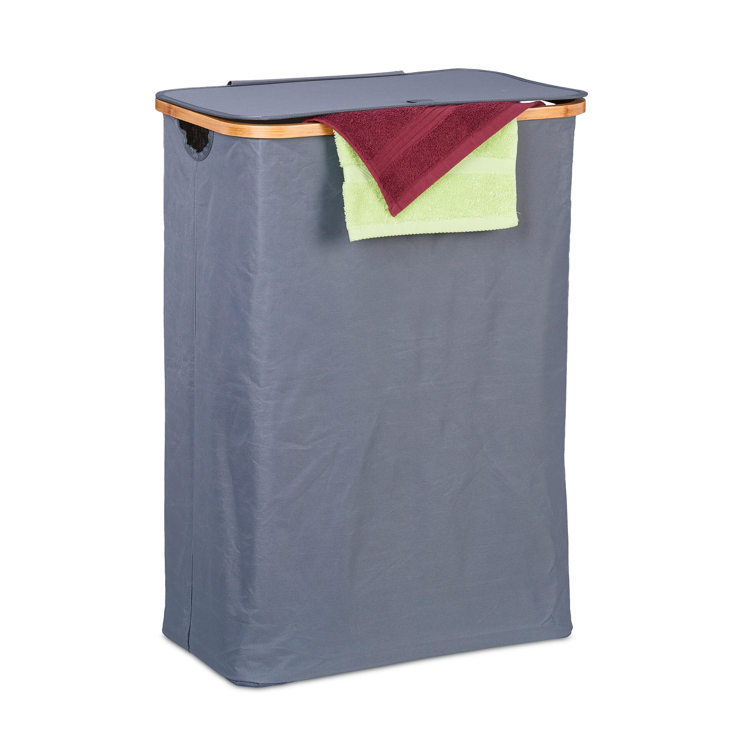 WÄSCHEKORB - Grau, Holz/Textil (54/75/34cm) - Relaxdays