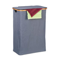 WÄSCHEKORB - Grau, Holz/Textil (54/75/34cm) - Relaxdays