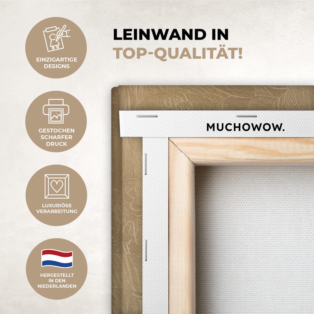 LEINWANDBILD Gesicht - Blumen - Gold - Abstrakt Deko Groß 90x140 cm - Goldfarben, Textil (90/140cm) - MuchoWow