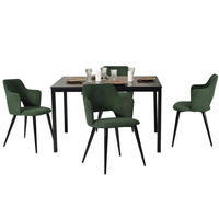 ESSGRUPPE mit 1 Tisch und 4 Stühlen in Grün - Schwarz/Grün, Metall (46/81/45cm) - Meubles Cosy