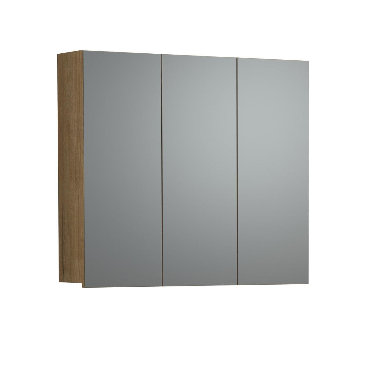 BADEZIMMERSCHRANK mit spiegel und 3 türen - purebliss 90/20/80 cm - Eichefarben, Holzwerkstoff (90/80/20cm) - Trendteam