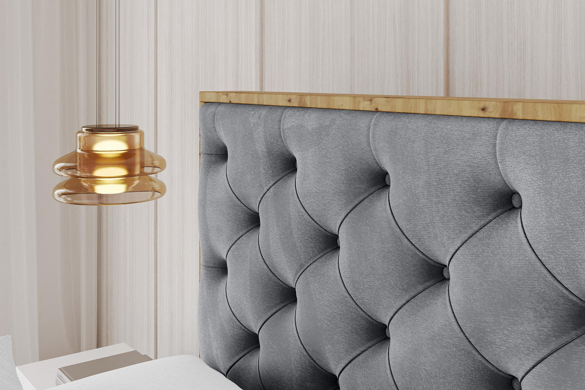 POLSTERBETT mit Bettkasten, Fußteil und Lattenrost, Boxbett ohne Matratze - ENZO3-Z 180x200 Grau - Grau, Holzwerkstoff/Textil (180/200cm) - ALTDECOR