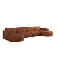 ECKSOFA U-Form XL Designer MODENA stoff Dicker Cord Poso Ziegel - Orange, Holz (165/382cm) - Kaiser Möbel