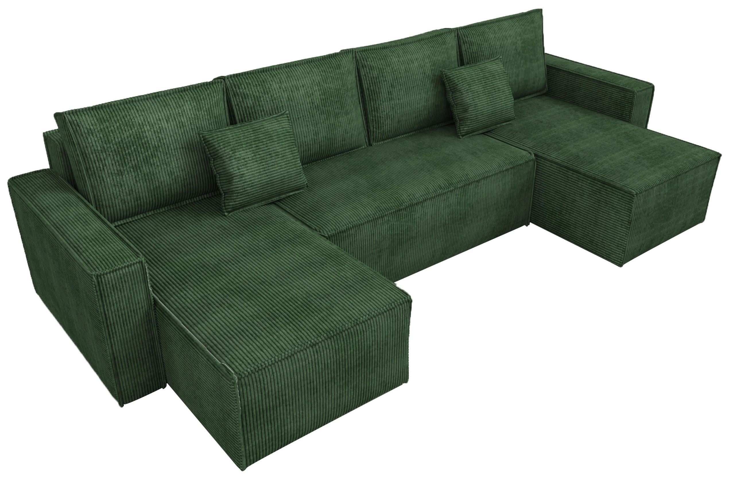 WOHNLANDSCHAFT Dexter U mit Schlaffunktion Grün Cord - Grün, Textil (310/80/141cm) - Bromarkt