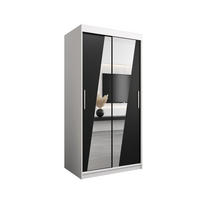 SCHWEBETÜRENSCHRANK 200/100/62 2-türig - Silberfarben/Schwarz, Holz/Kunststoff (100/200/62cm) - Abiks Möbel