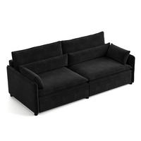 SCHLAFSOFA 3-in-1 ausziehbar mit Staufach, DE-42857, Schwarz - Schwarz, Holzwerkstoff (206/86/91cm) - ComfortXL