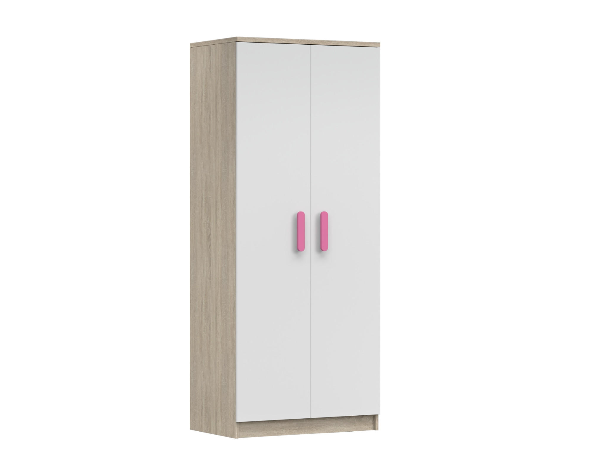 KINDERKLEIDERSCHRANK INGE 06 80/193/50 cm Weiß+Sonoma/Rosa - Weiß/Rosa, Holzwerkstoff (80/192/50cm) - Deine Möbel 24