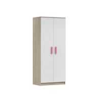 KINDERKLEIDERSCHRANK INGE 06 80/193/50 cm Weiß+Sonoma/Rosa - Weiß/Rosa, Holzwerkstoff (80/192/50cm) - Deine Möbel 24