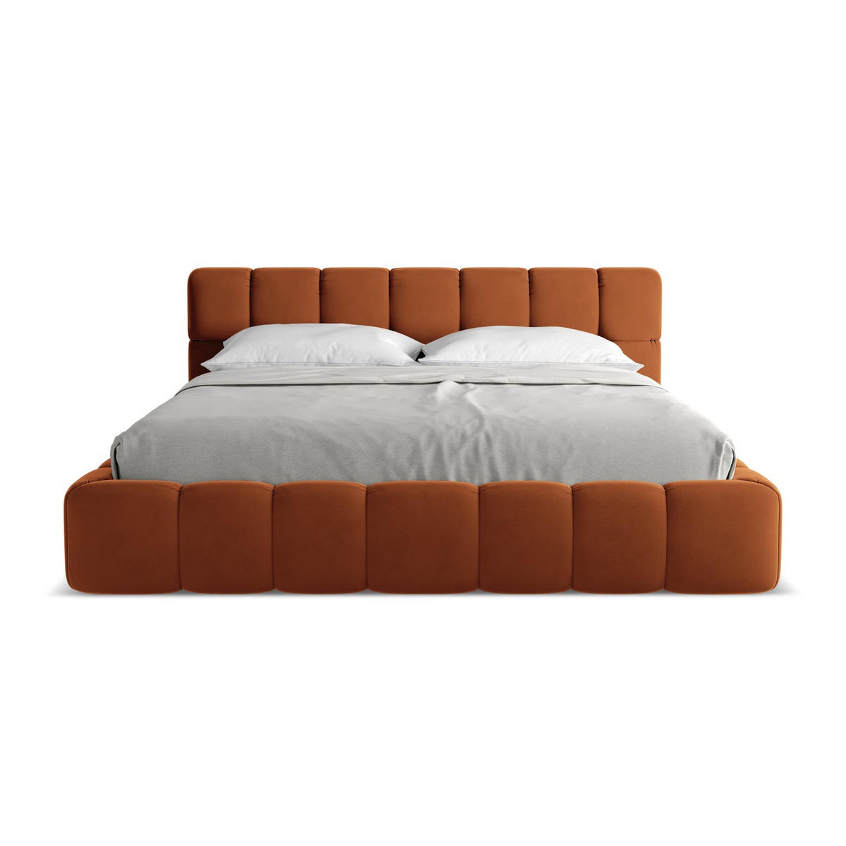 POLSTERBETT mit Bettkasten und Lattenrost 200x228 Orange - Terracotta/Schwarz, Kunststoff/Textil (180/200cm) - LaMiaSofa