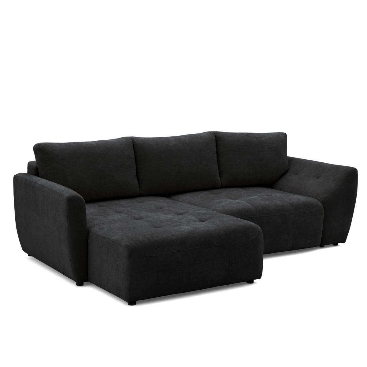 ECKSOFA NICE L Links mit Schlaffunktion 137x204 Chenille Anthrazit - Anthrazit/Schwarz, Holz/Textil (260/165cm) - Muffo