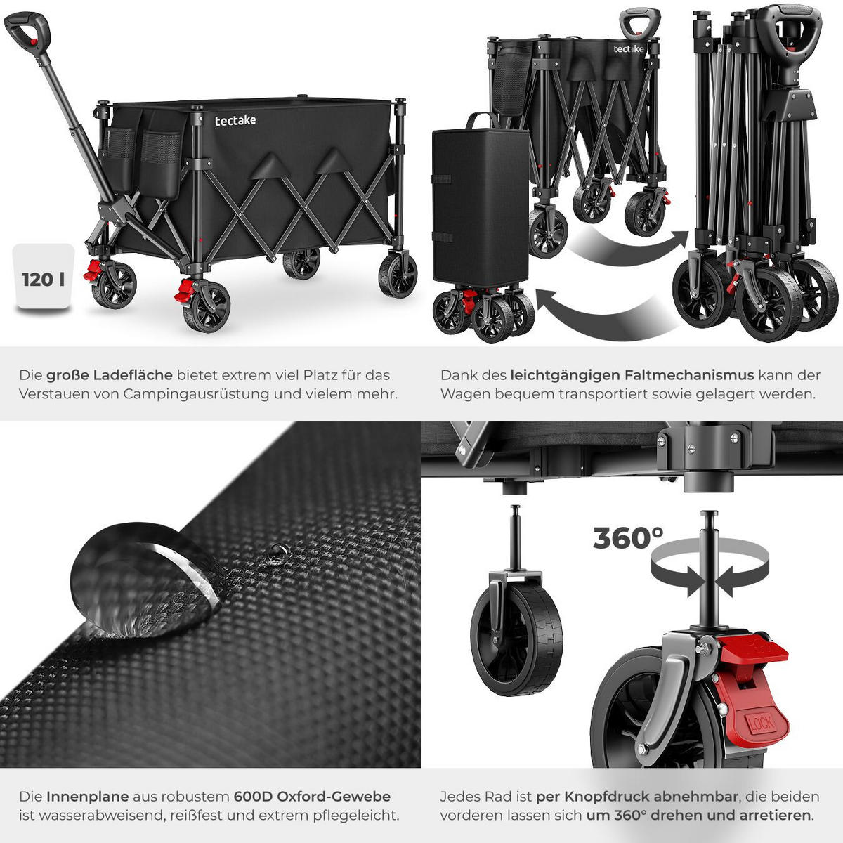 BOLLERWAGEN Rollrider, inklusive Einlegeboden, Belastbarkeit 80 kg, schwarz - Schwarz, Kunststoff (45/95/88cm) - tectake