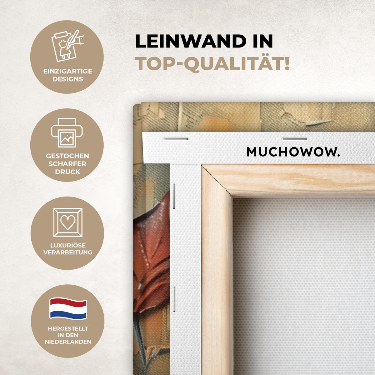 LEINWANDBILD Baum - Abstrakt - Natur - Kunst Wandbild Wohnzimmer 60x80 cm - Goldfarben, Textil (60/80cm) - MuchoWow