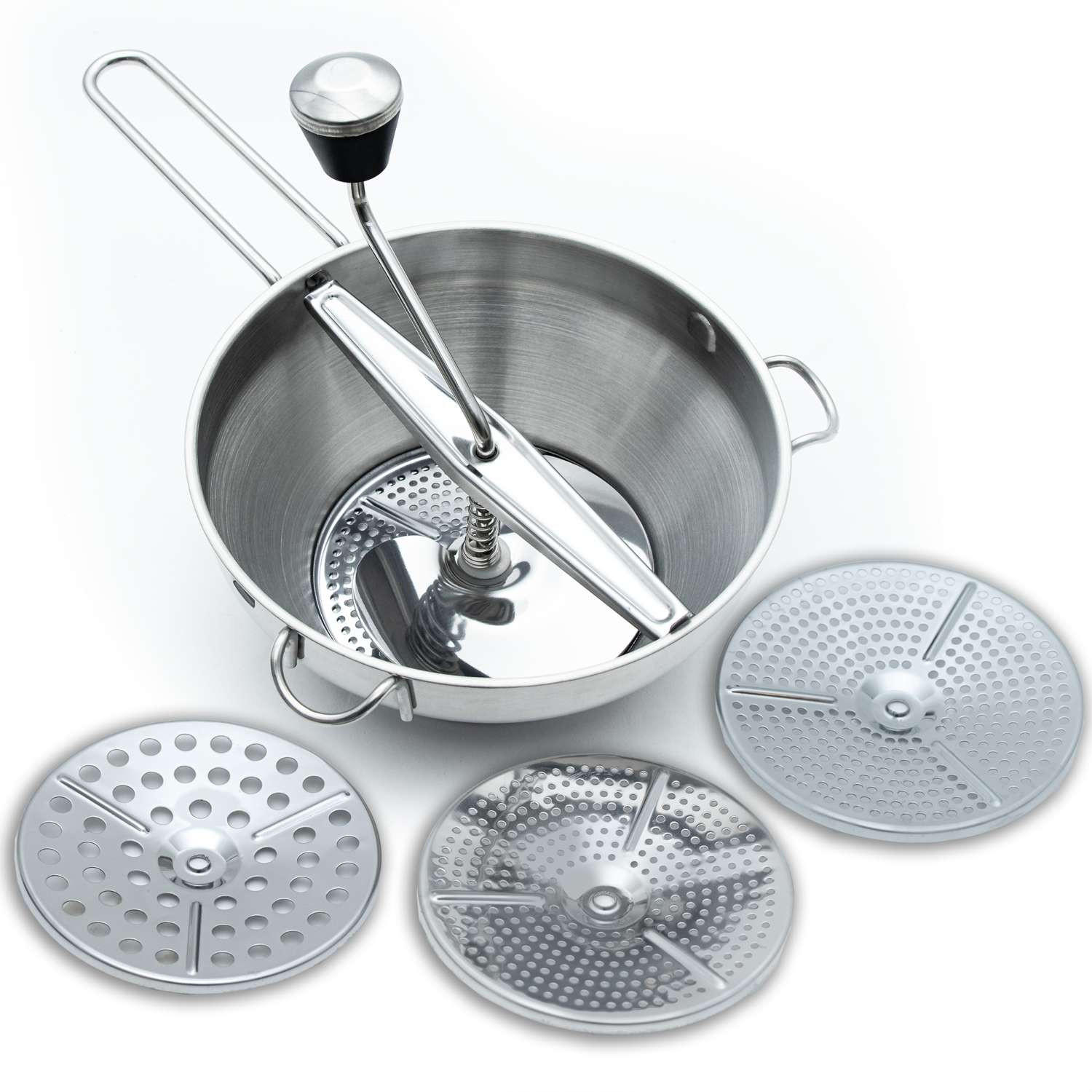 PASSIER MÜHLE mit 3 Siebeinlagen - Silberfarben, Metall (21.5/17.5/33cm) - Intirilife