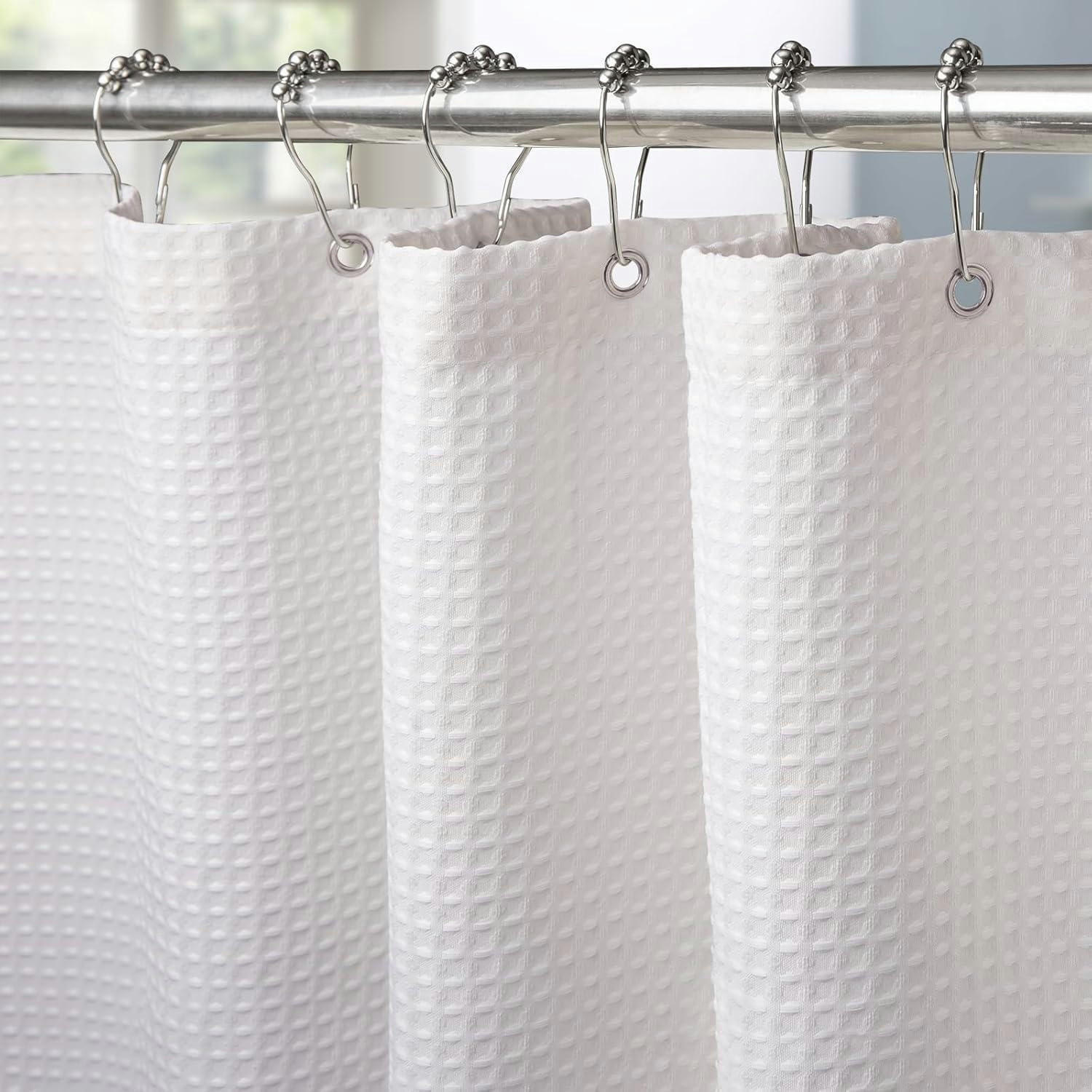DUSCHVORHANG Waffelstoff Weiß 182 x 182 cm - Weiß, Textil (182/182cm)