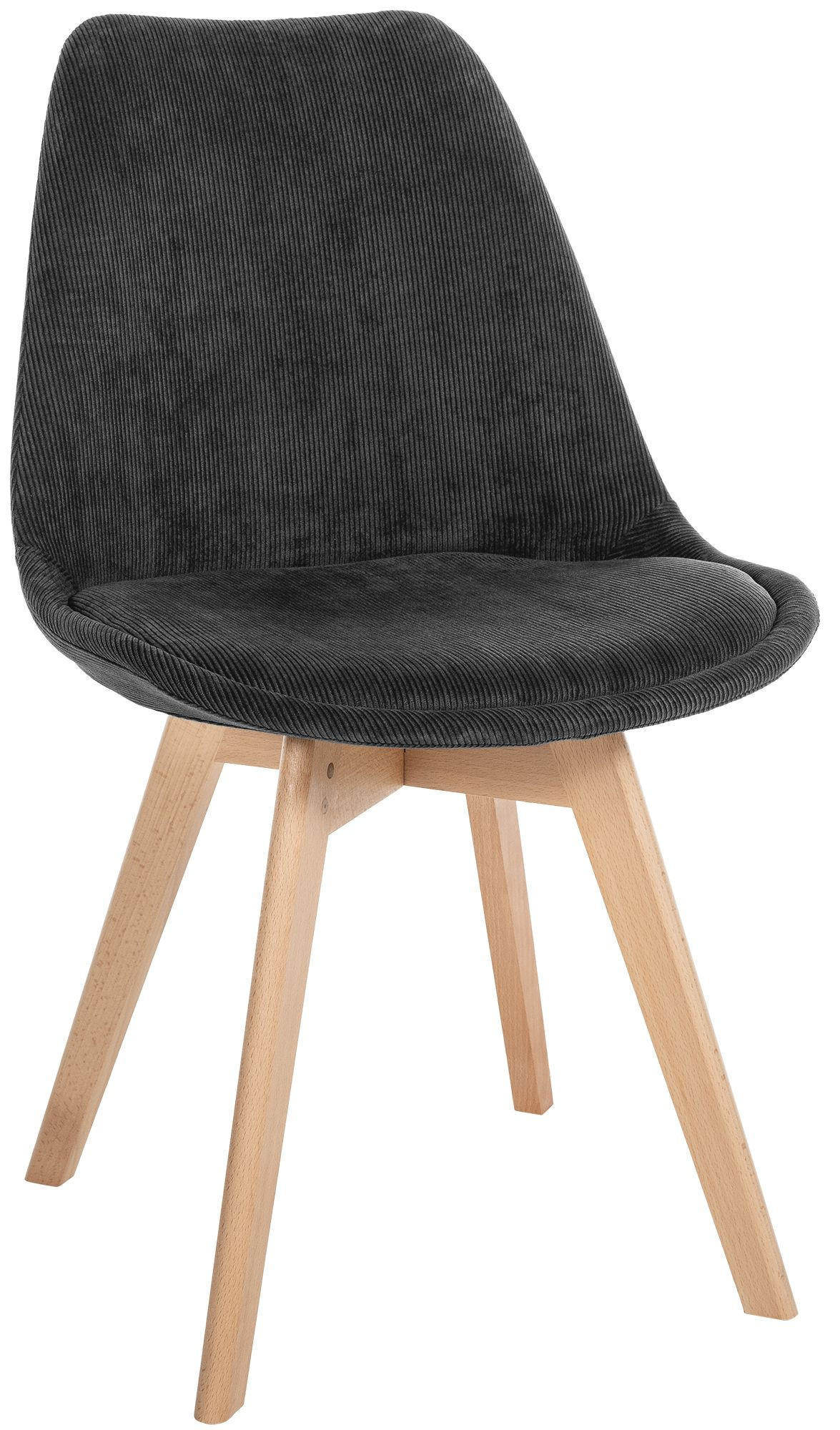 STUHL Cord Anthrazit - Eukalyptusholzfarben/Anthrazit, Holz/Textil (49/83/50cm) - CLP