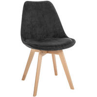 STUHL Cord Anthrazit - Eukalyptusholzfarben/Anthrazit, Holz/Textil (49/83/50cm) - CLP