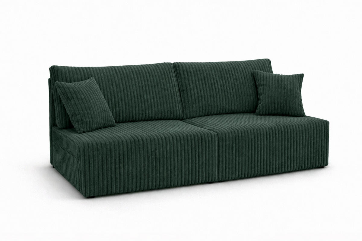 SOFA Mit Schlaffunktion Und Bettkasten, Cordstoff Tilia, Grün, BEST MINI - Grün, Holz (200/83/98cm) - Kaiser Möbel