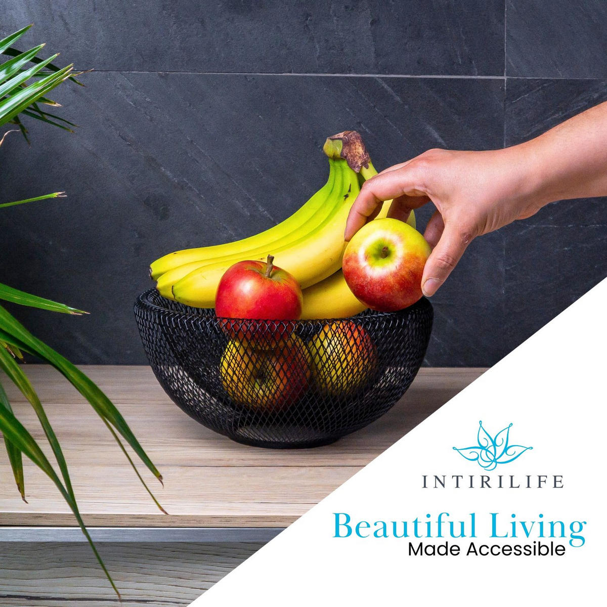 OBSTKORB aus Metall 25/9.8 cm - Schwarz, Metall (9.8cm) - Intirilife