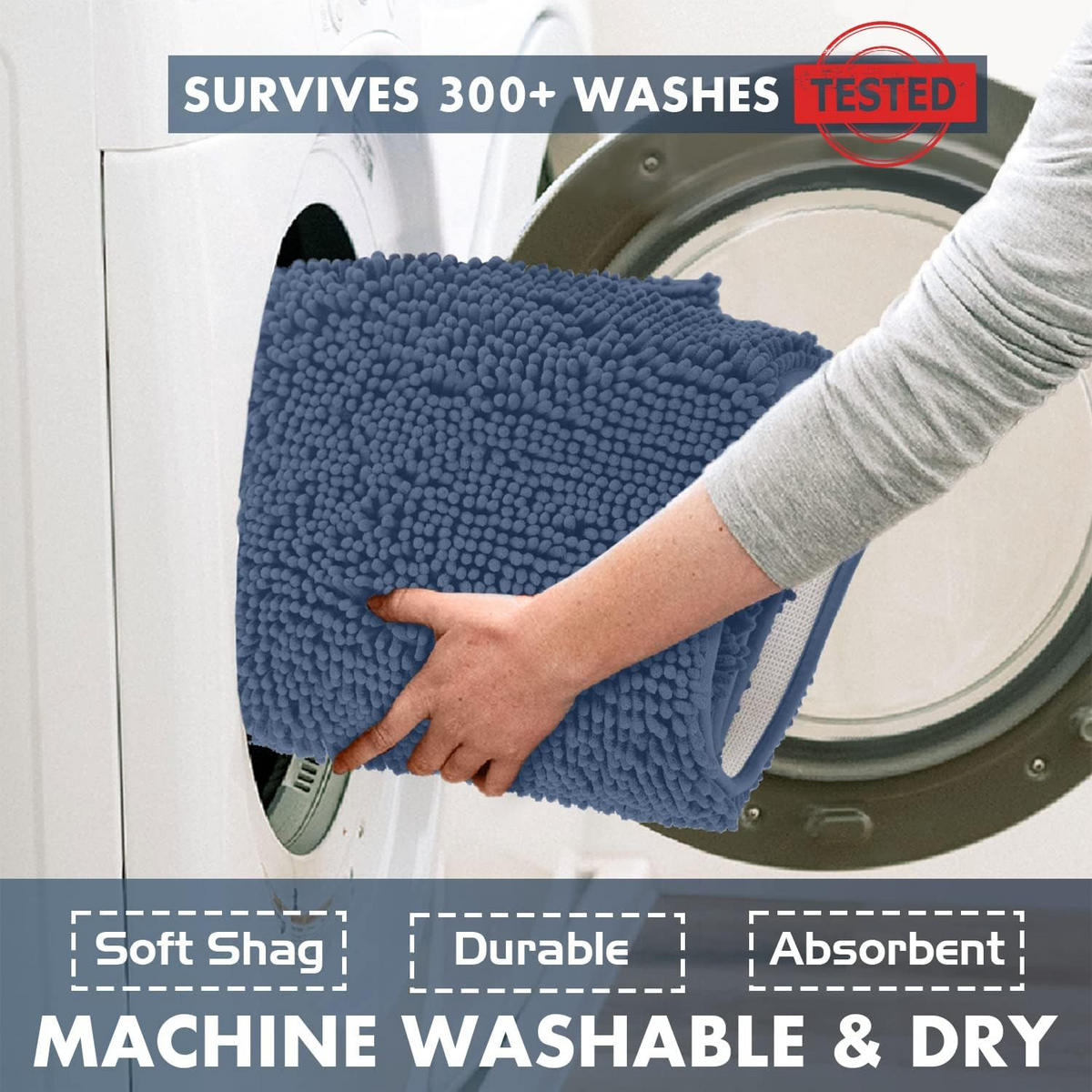 DUSCHMATTE – 40 x 60 cm – Dunkelblau – Chenille-Material - Dunkelblau, Textil (30/25cm)