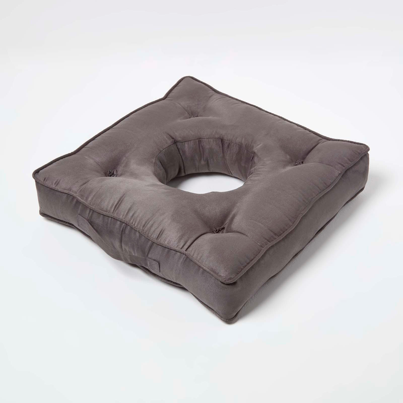 SITZKISSEN mit Aussparung grau 50/50/10 cm – Entlastungskissen, Velours - Grau, Textil (50/50/10cm) - Homescapes