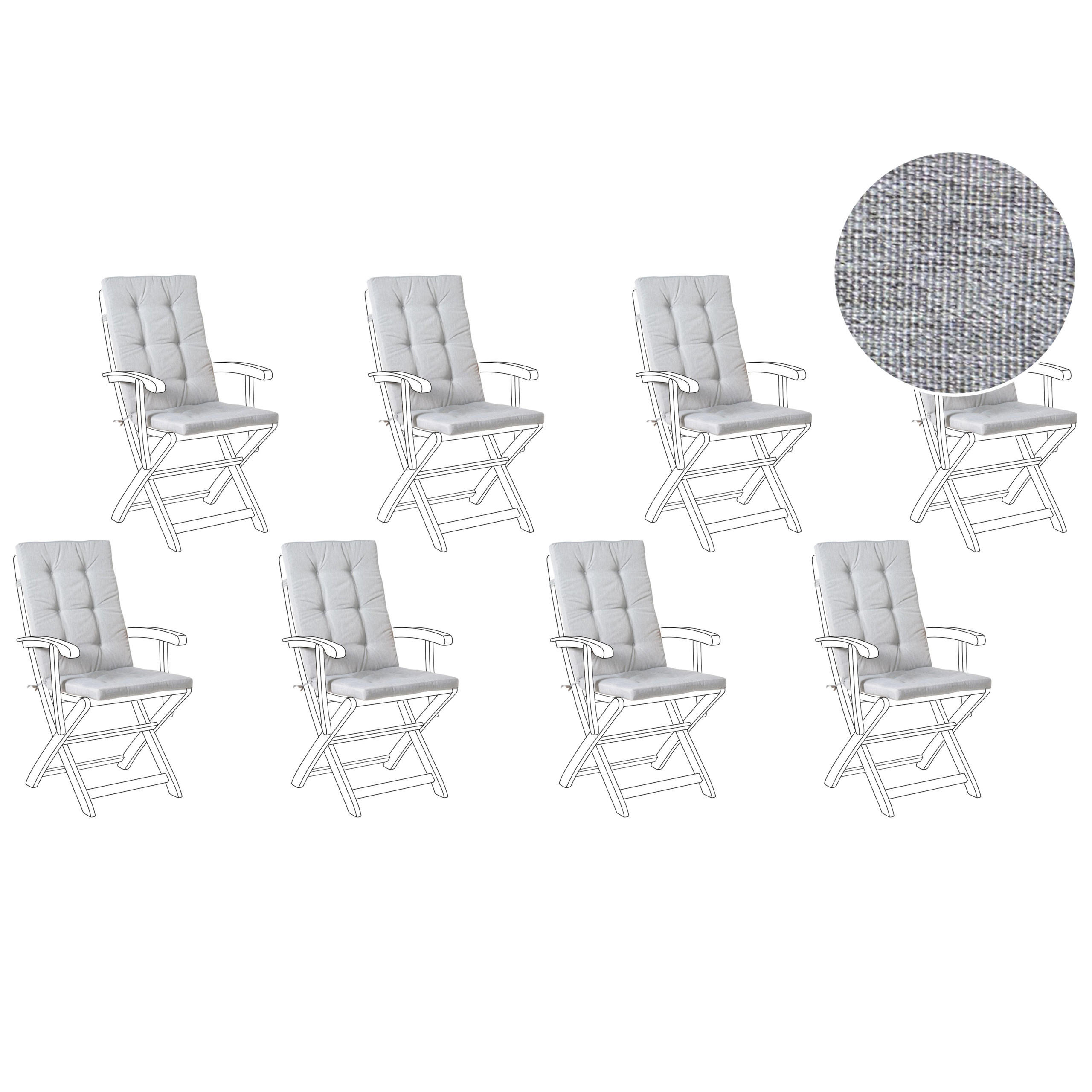 SITZAUFLAGEN 8er-Set Grau meliert 42/95 cm Maui Premium - Grau, Textil (95/5/42cm) - Beliani