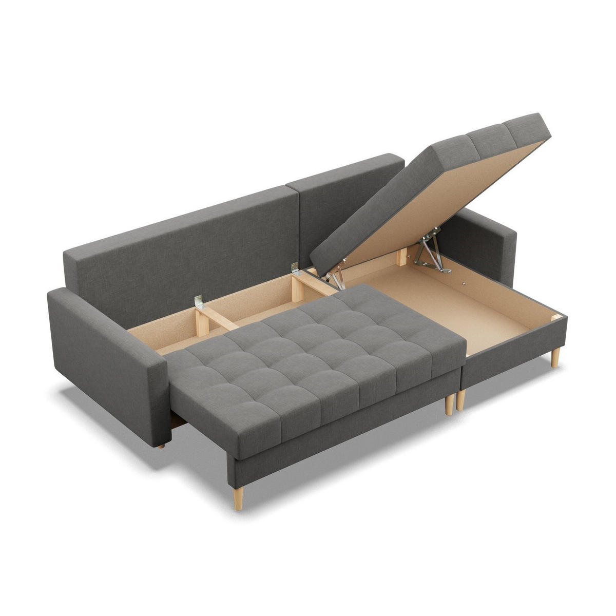 ECKSOFA MIT SCHLAFFUNKTION ELMA, Dunkelgrau - Dunkelgrau, Textil (223/140cm)
