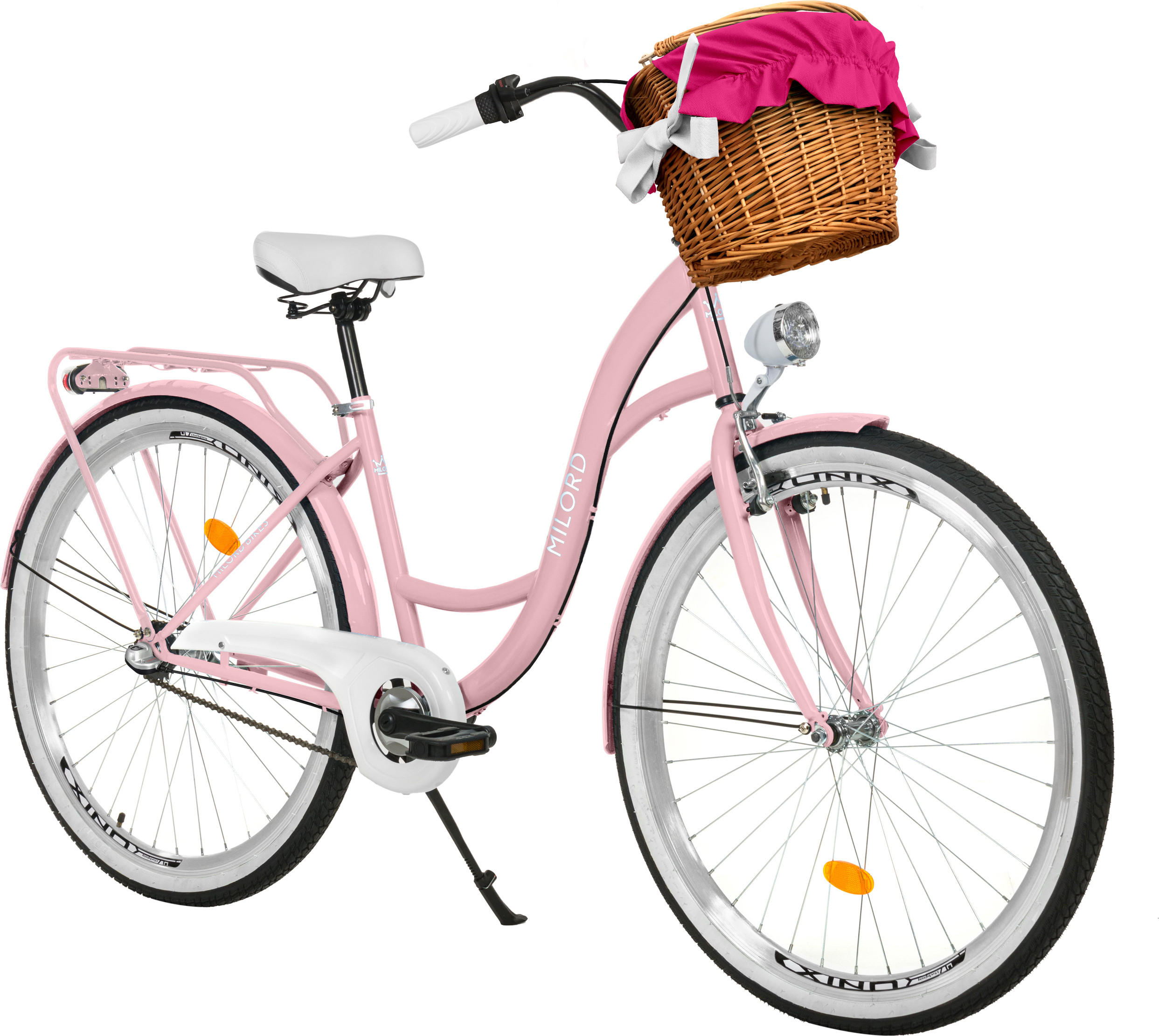 CITY-FAHRRAD Milord mit Weidenkorb, 26 Zoll, Rosa, 3-Gang - Pink, Metall (46cm) - Milordbikes