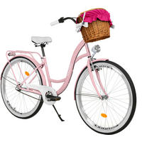CITY-FAHRRAD Milord mit Weidenkorb, 28 Zoll, Rosa, 3-Gang - Pink, Metall (46cm) - Milordbikes
