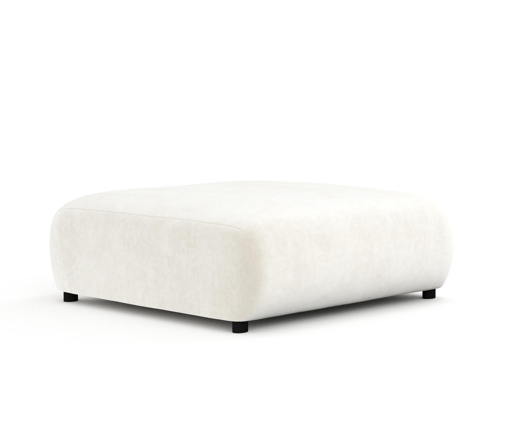 POUF L Zanzibar Creme Samtstoff - Creme/Schwarz, Holz/Holzwerkstoff (110/37/110cm) - Maison de Reve