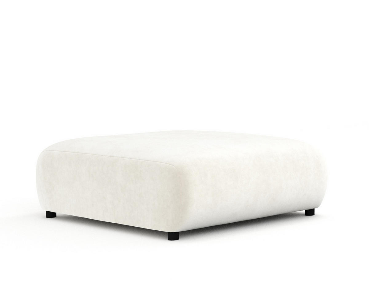 POUF L Zanzibar Creme Samtstoff - Creme/Schwarz, Holz/Holzwerkstoff (110/37/110cm) - Maison de Reve