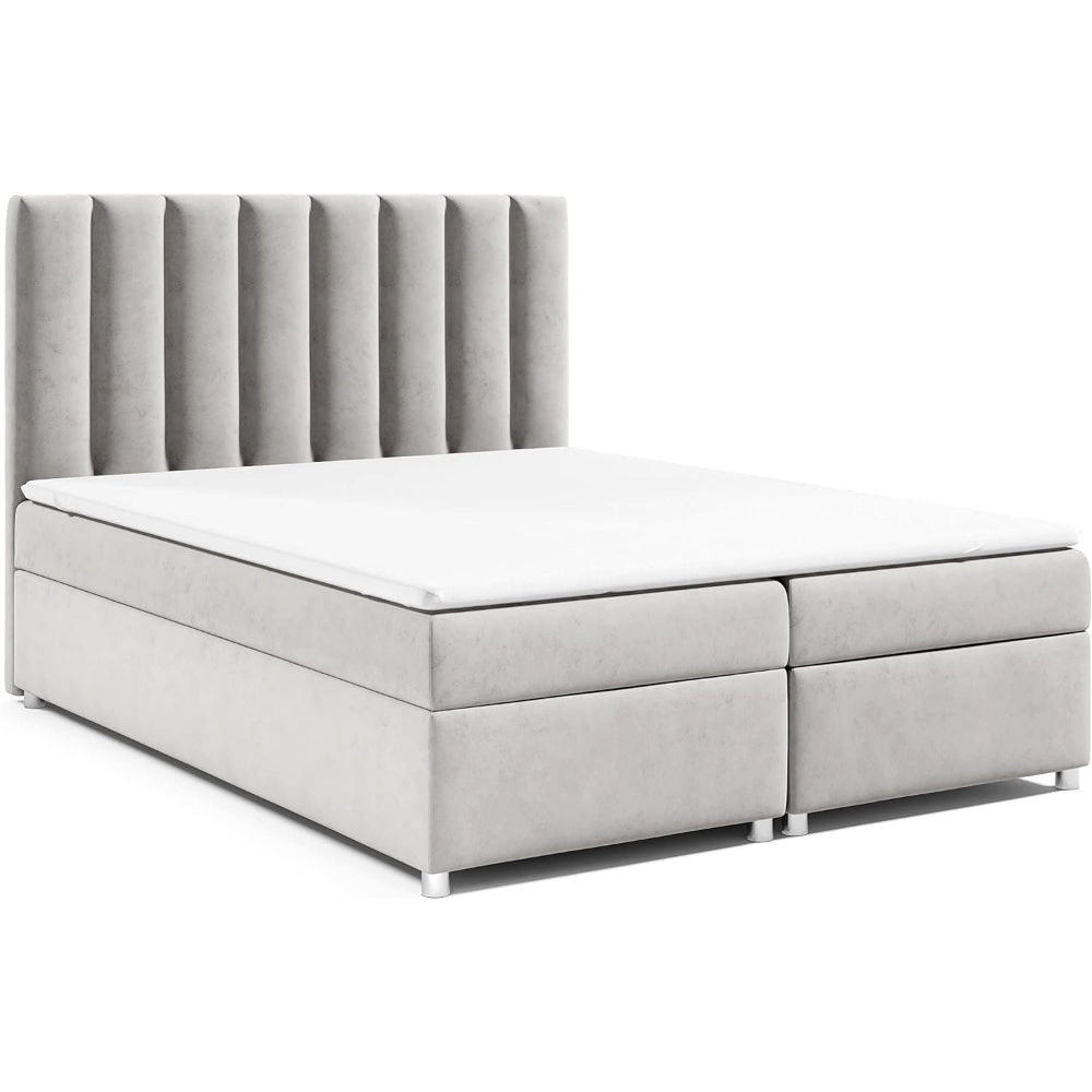 BOXBETT mit Bettkasten Trinity K-10 Bonellfederkern inkl. Topper - Silberfarben, Holz/Holzwerkstoff (180/200cm) - Best For Home