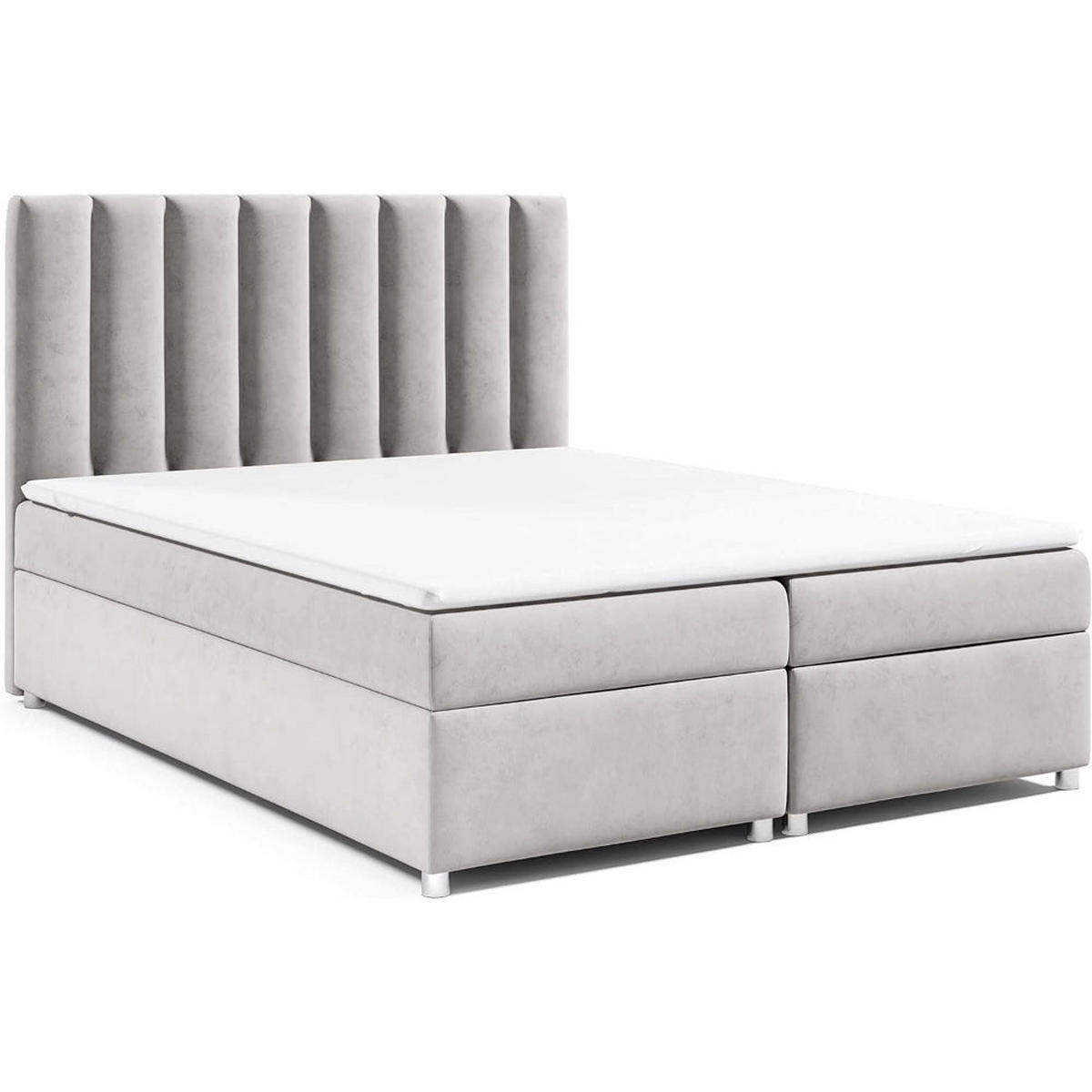 BOXBETT mit Bettkasten Trinity K-10 Bonellfederkern inkl. Topper - Silberfarben, Holz/Holzwerkstoff (180/200cm) - Best For Home