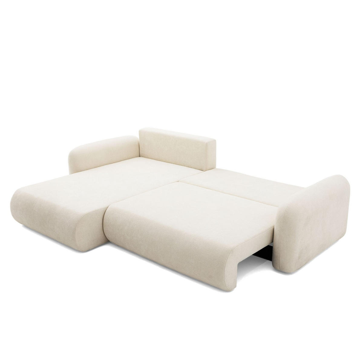 ECKSOFA NEST L Universal mit Schlaffunktion 157x240 Webstoff Beige - Beige/Schwarz, Holz/Textil (280/187cm) - Muffo