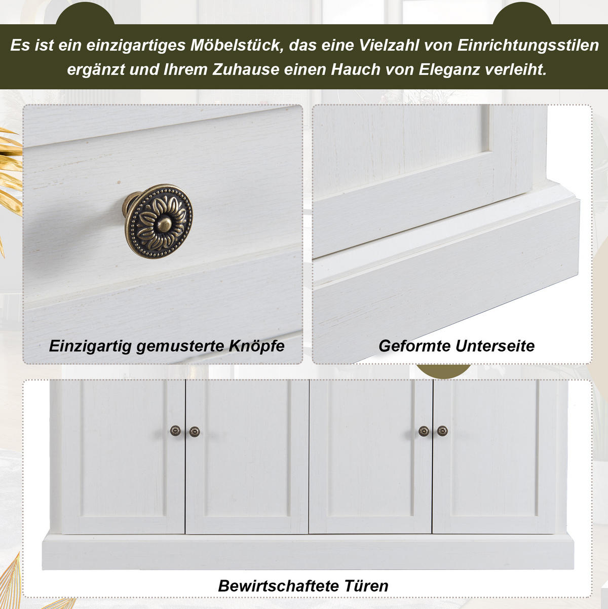 SIDEBOARD aus Spanplatte und MDF 150x40x86 cm Weiß/Naturholz mit 4 Türen und 2 Schubladen - Naturfarben, Holzwerkstoff (150/86/40cm) - IVMEU