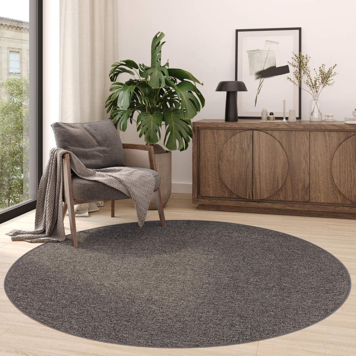 TEPPICH NIZZA Grau, rund 120/120 cm - Grau, Textil (120/120cm) - Tapiso