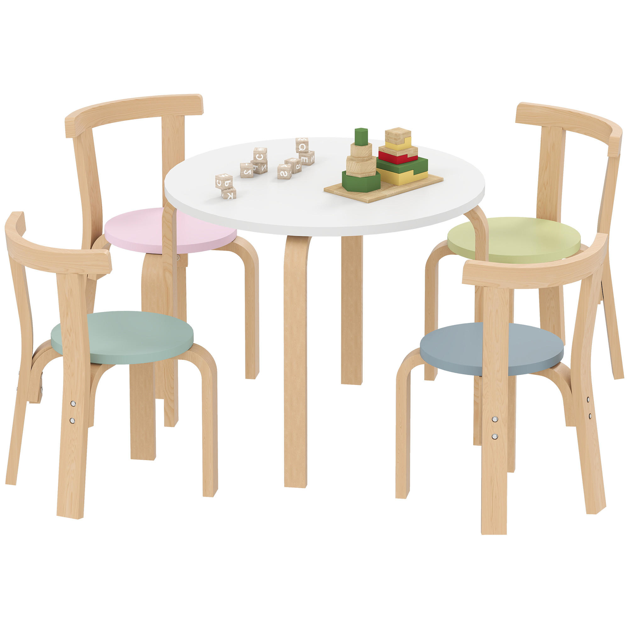 KINDERTISCH-SET 5-teiliges DE-10493 1 Tisch und 4 Stühle Bunt - Multicolor, Holzwerkstoff (60/50/60cm) - ComfortXL