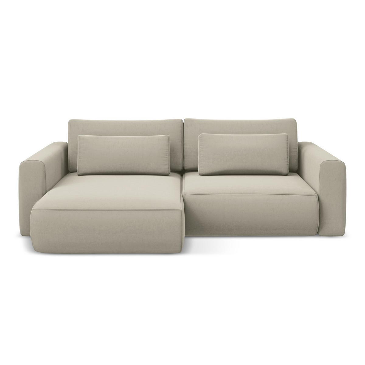 ECKSOFA mit Schlaffunktion Samt Stoff Creme - Perlmutt/Creme, Kunststoff/Textil (149/240cm) - LaMiaSofa