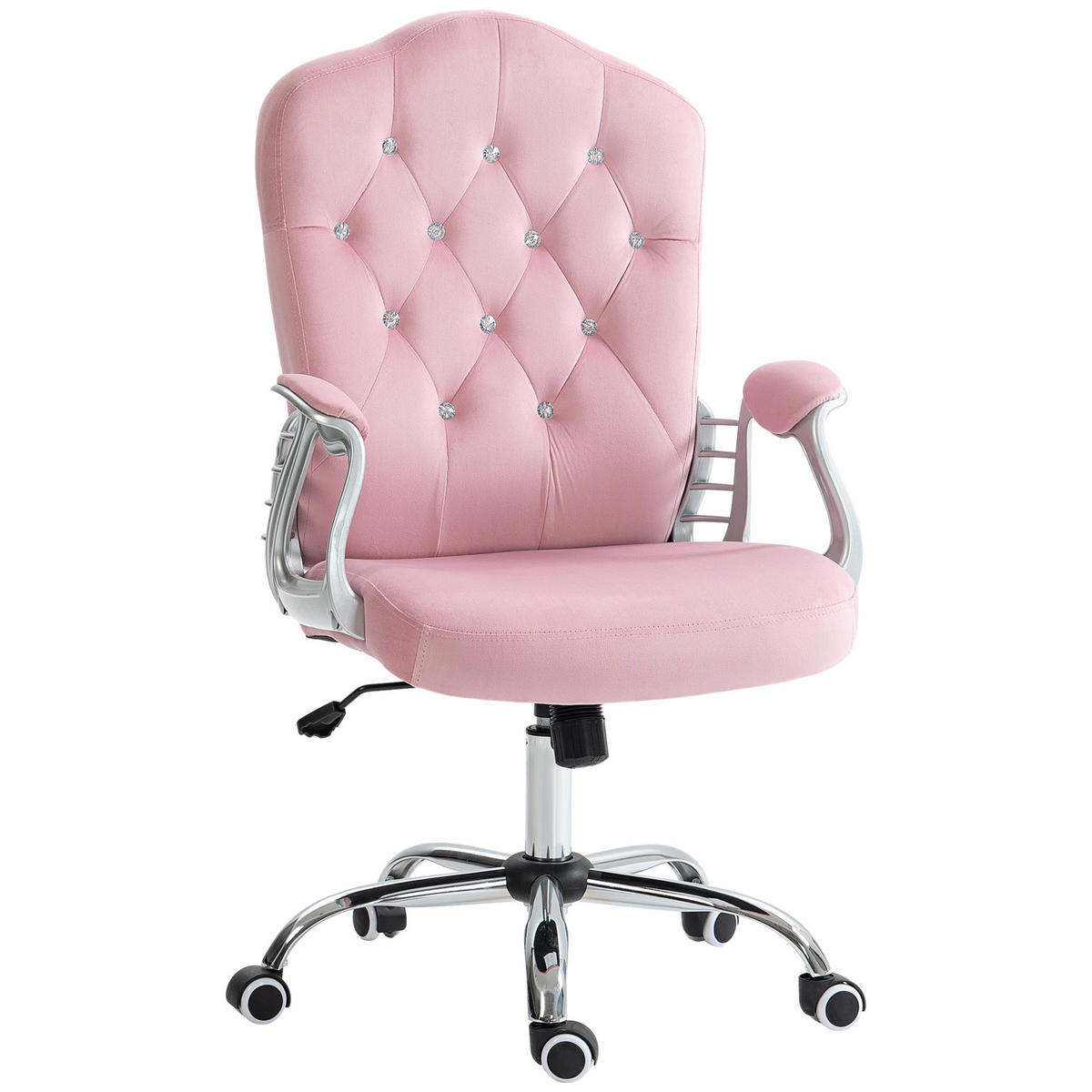 BÜROSTUHL DE-05145 Neigbare Lehne, höhenverstellbar & Samtoptik Rosa - Rosa, Metall (61/114/61cm) - ComfortXL