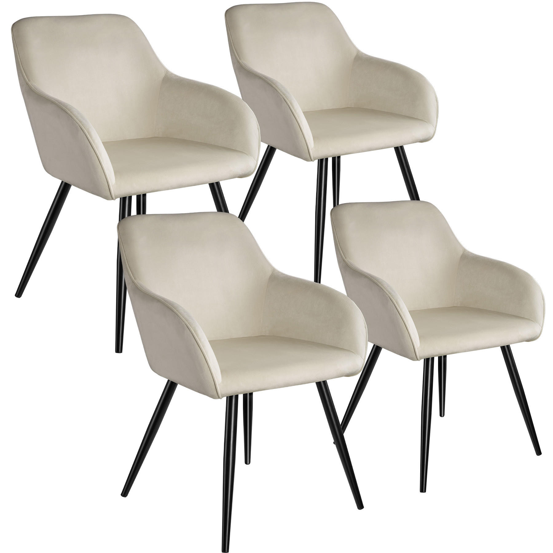 ESSZIMMERSTUHL 4er Set Marilyn,58 x 62 x 82 cm,creme/schwarz - Creme/Schwarz, Textil (58/82/62cm) - tectake