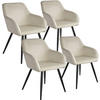 ESSZIMMERSTUHL 4er Set Marilyn,58 x 62 x 82 cm,creme/schwarz - Creme/Schwarz, Textil (58/82/62cm) - tectake