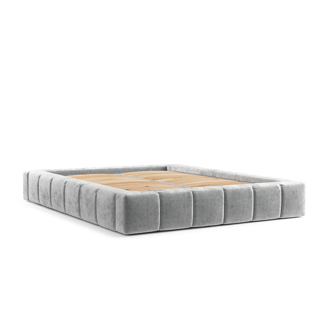 POLSTERBETT Aruba Hellgrau 180/200 cm im Chenille-Stoff - Hellgrau/Schwarz, Holz/Holzwerkstoff (180/200cm) - Maison de Reve