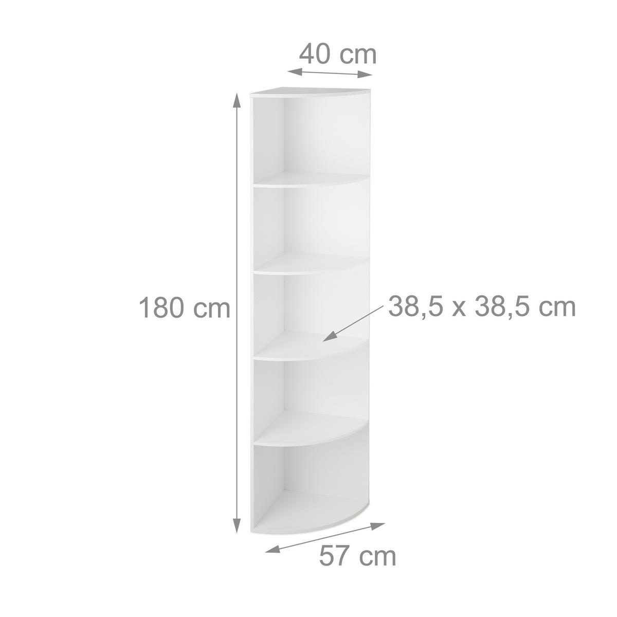 ECKREGAL - Weiß, Holzwerkstoff (57/180/40cm) - Relaxdays