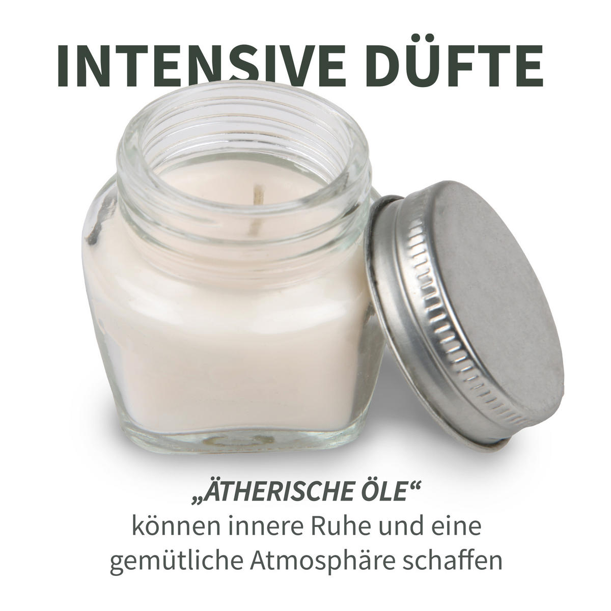 DUFTKERZE im Glas "Forrest Walk" mit Deckel, 2er Pack mit je ca. 7 Std. Brenndauer, Ø6cm, Raumduft als Geschenk und Dekoration - Weiß, Glas (6/5cm) - HS Candle