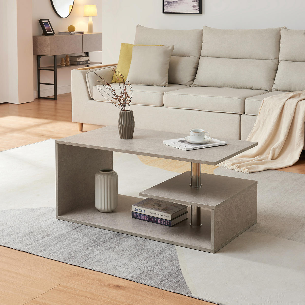 COUCHTISCH Haarlem 50/90/41 - Graubraun, Holzwerkstoff (90/50/41cm) - [en.casa]