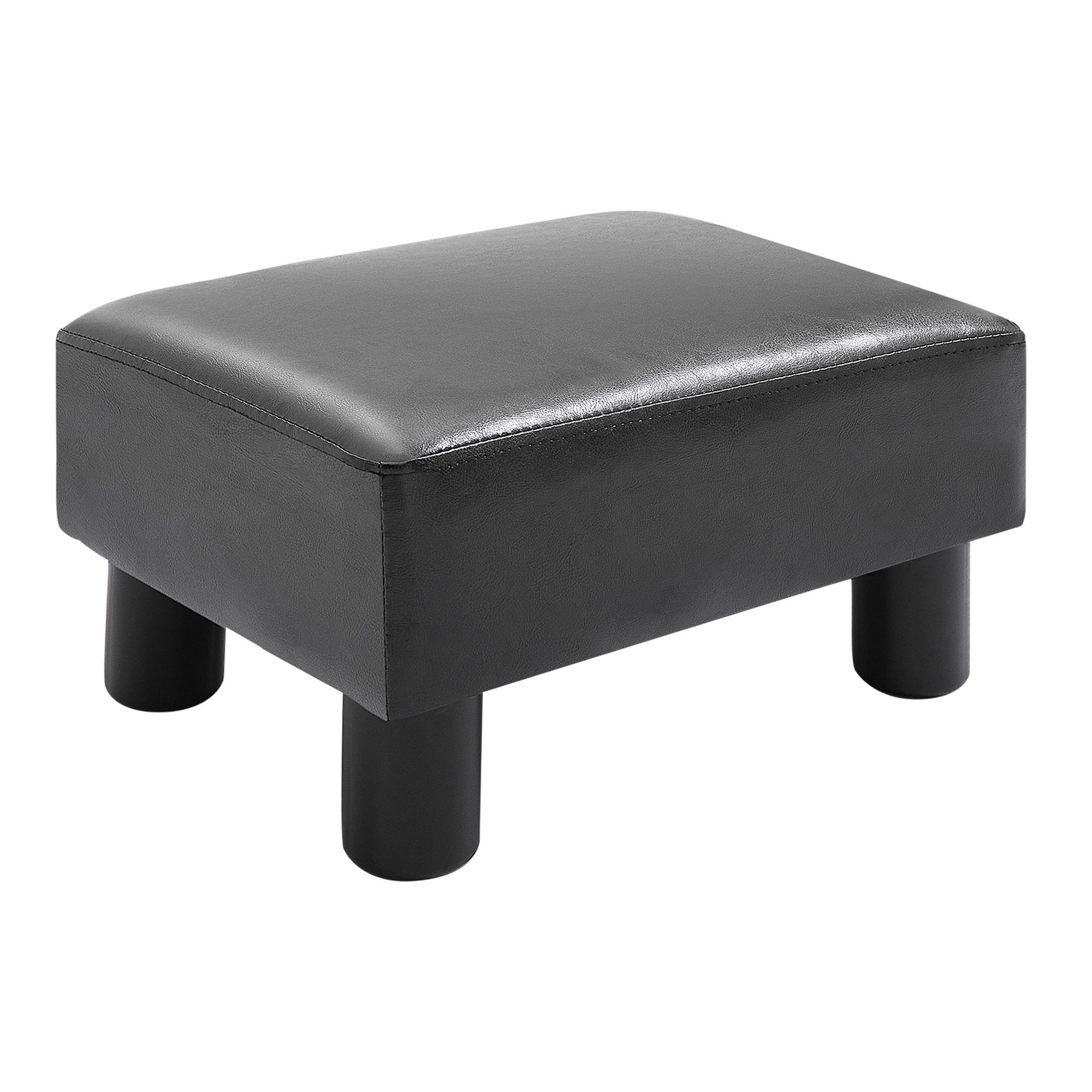 FUSSHOCKER, Beinstütze, Sitzhocker, Schwarz - Schwarz, Leder (30/24/40cm) - HOMCOM