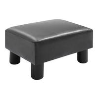 FUSSHOCKER, Beinstütze, Sitzhocker, Schwarz - Schwarz, Leder (30/24/40cm) - HOMCOM