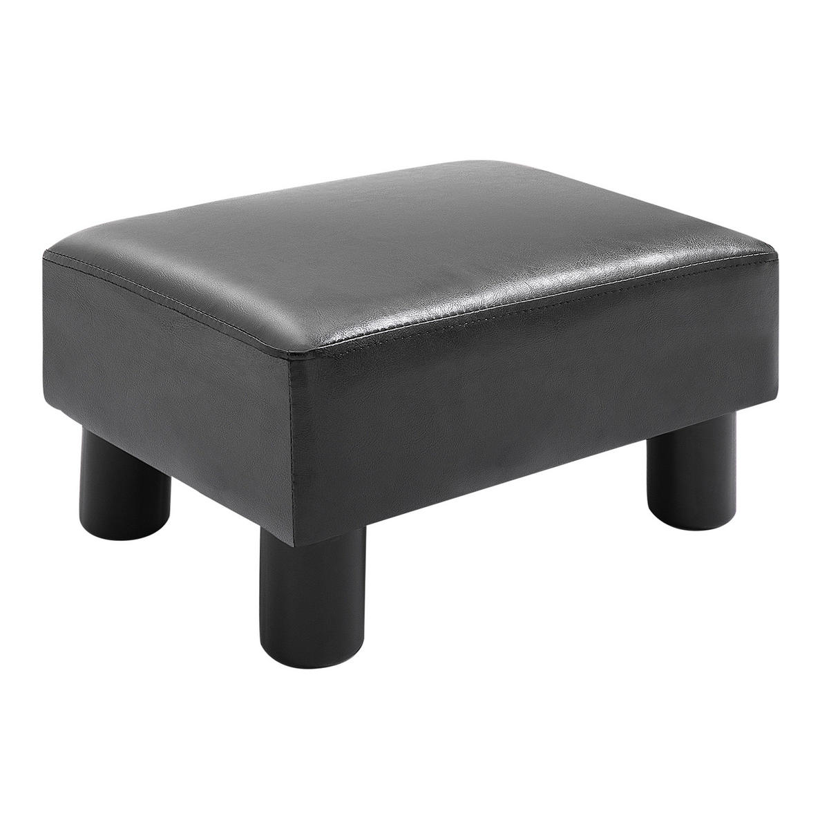 FUSSHOCKER, Beinstütze, Sitzhocker, Schwarz - Schwarz, Leder (30/24/40cm) - HOMCOM