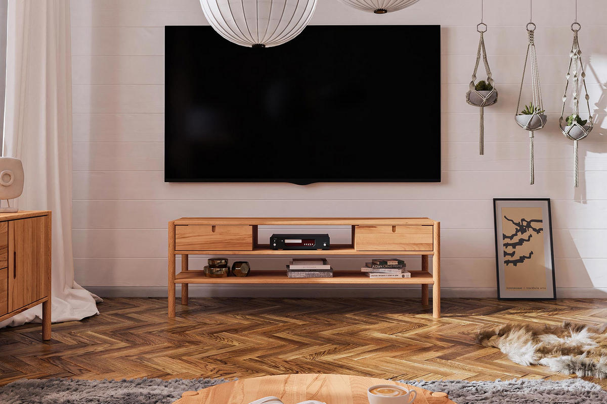 TV-SCHRANK INA Kernbuche - Creme, Holz (160/59/46cm) - byoak