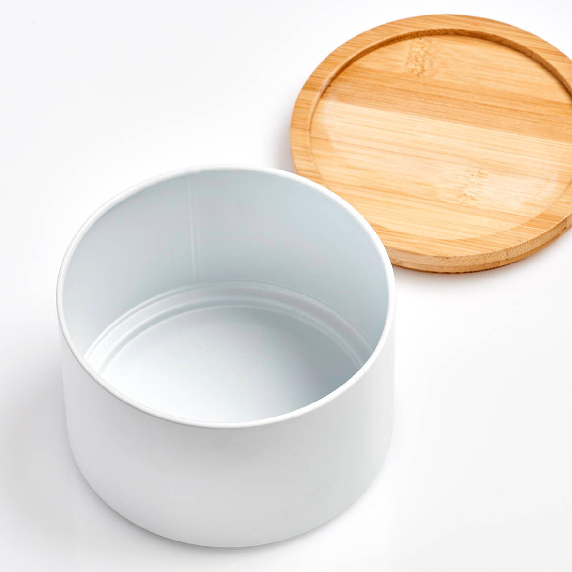 DOSE Bambusdeckel Ø 13/10 cm - Weiß, Metall (13/10/13cm)