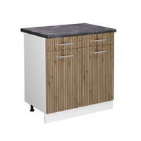 KÜCHENUNTERSCHRANK R-Line Artisan-Eiche 80 cm, AP Anthrazit - Weiß/Eiche Artisan, Holzwerkstoff (80/81.6/60cm) - Vicco